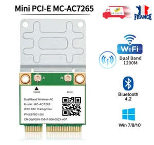 Carte Wifi Mini PCI-E 802.11AC 1200 Mb/s, 2.4/5GHz, Bluetooth 4.2, Double Bande - Photo 1/8