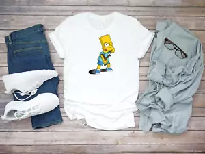 Simpsons Bart Simpson Cartoon Figuren kurzärmlig weiß Herren T-Shirt K529 - Bild 1 von 2