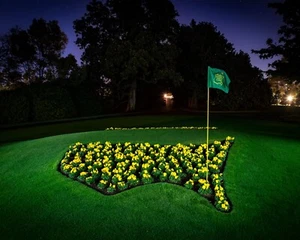 Foto de golf 8x10 con logotipo de torneo Masters en flores - Imagen 1 de 1