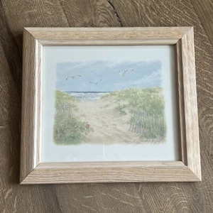 Barbara Fleri Beach Signed Framed Print Beach Dunes Seaside Wall Art 8.75”X9.75” - Picture 1 of 9