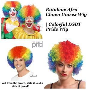 Rainbow Curly Afro Clown Unisex Wig | Colorful LGBT Pride Wig