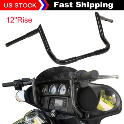 12" Meathook Ape Hanger Handlebar For Harley Street Glide Electra Glide Foto 1 de 4