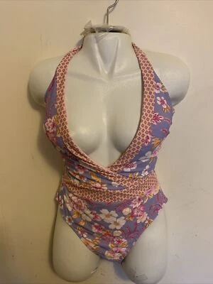 New Nanette Lepore Women’s One Piece Strappy Halter Swimsuit Floral Print Size 8 - Изображение 1 из 4