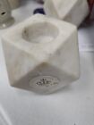 Debi Lilly White Marble Geometric Shape Candle Holders- Set Of Two (2)