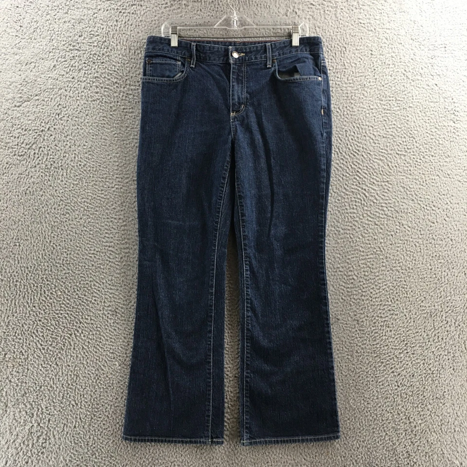 Eddie Bauer Bootcut Jeans Womens 12P (actual 34x28) Blue Denim Cotton Blend Zip - Image 1 of 4