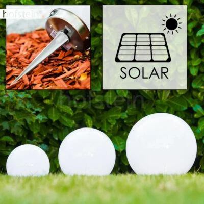 Solar Kugelleuchten Set 15cm, 20cm, 25cm Gartenlampen Terrasse Veranda Edelstahl - Bild 1 von 4