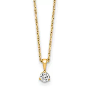 14K Solid Yellow Gold Round Lab Diamond Solitaire Necklace - Picture 1 of 10