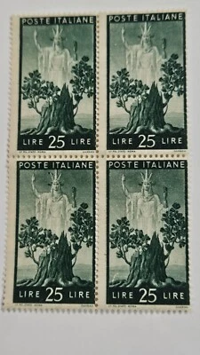 Italy Stamp Sc475, 25L. Italia & Oak Stump blk 4, MNH F/VF CV$80.00 (50401) - Image 1 of 2