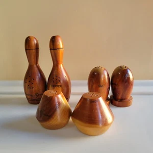 Vintage Wooden Salt and Pepper Shakers Souvenirs Lot of 3 sets #2 - Picture 1 of 10