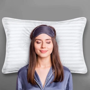 Pack of 2 Hotel Quality Luxury Hollow-fibre Stuffed Anti-Allergy Stripe Pillows - Picture 1 of 3