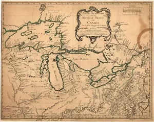 Mappa del Canada 20" x 24" 1755, Nuova Francia - Foto 1 di 1