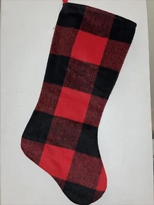 Calze appese a quadretti Natale rosso nero bufalo per vacanze marca 20" nuove con etichette - Foto 1 di 3