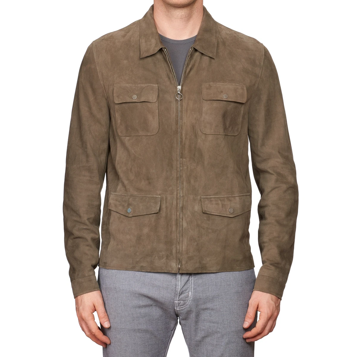 SERAPHIN Olive Suede Goat Leather Unlined Field Jacket FR 50 US M