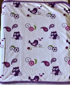 Blankets & Beyond Plush White and Purple Owls Birds Baby Blanket Security Lovey - Picture 1 of 5