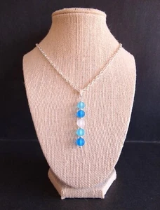 Meer Glas Blau Jersey Stil Halskette 20" Kette 2,5" Anhänger - Bild 1 von 6