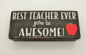 Inspirational Quotes "Best Teacher" Home/ Art/ Plaque with Apple Design - Picture 1 of 1