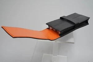 Wancher Klappetui Lederetui Schreibetui Schwarz-Orange 3 Stifte - Bild 1 von 3