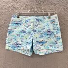 Old Navy The Pixie Chino Shorts Womens 2 Blue Mid Rise Flat Front Zip Fly Casual