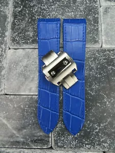 23 mm Blau Lederband Band Schnalle Set Groß für passt Cartier Santos 100 XL - Bild 1 von 6