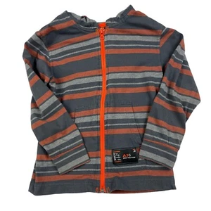 Burnside Hoodie Boys Size 6 Gray Multi Striped Long Sleeve Full Zip Drawstring - Picture 1 of 8