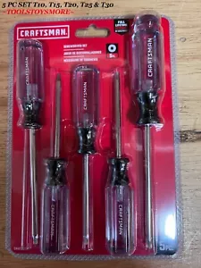 CRAFTSMAN TORX SCREWDRIVER SET 5 PC T10, T15, T20, T25 & T30 FAST FREE SHIP - Picture 1 of 3