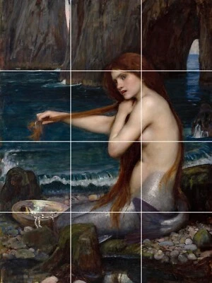 Tile Mural/Mosaic Ceramic Panel of A Mermaid William Waterhouse - Tile Mural - Image 1 of 4