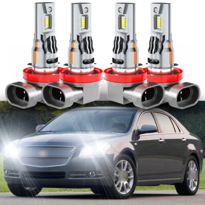 Fit Malibu 2008-2012 6000K LED Headlights High/Low Beam 4pcs Bulbs H9/H11+H11 - Image 1 of 4
