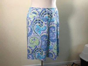 NUEVO CON ETIQUETAS AVENUE Talla Grande 26 Falda Algodón Elástico Paisley Azul Verde Turquesa Púrpura - Imagen 1 de 6