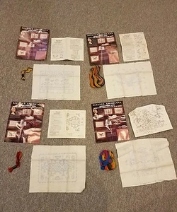 Vintage Set 4 PARAGON Americana Needlework Craft Crewel Embroidery Kits w/Yarn - Picture 1 of 7