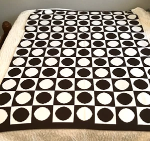 Target Baby Blanket Brown White Circle Dot HTF Sweater Crib Throw Dwell Studio - Picture 1 of 8