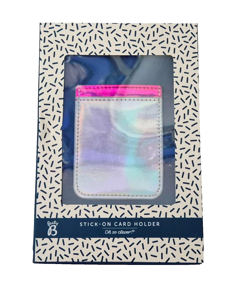 Busy B 2 Slots Adesivo Porta Scheda Metallico Rosa Argento H 9cm X L 7cm Scatola - Immagine 1 di 2