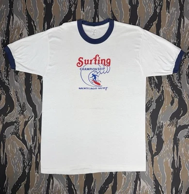 Camisa de Surf Vintage Años 50 XL Timbre Rara Santiago Surfing Championship Chev-Craft Foto 1 de 4