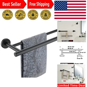 19 Zoll Schwarz Doppel Handtuchhalter - Eleganter 304 Edelstahlhalter für Badezimmer - Bild 1 von 10