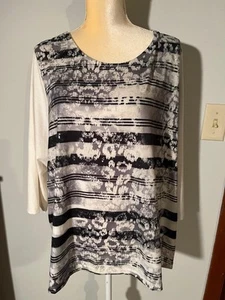 Zenergy Chicos elfenbeinfarbenes und schwarzes Damentop Größe 3 (14-16) gebraucht, in einwandfreiem Zustand - Bild 1 von 5