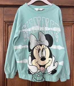 H&M Minnie Mouse Sweatshirt Elastic Waist Sparkle Blue Green Size 8 - Picture 1 of 19