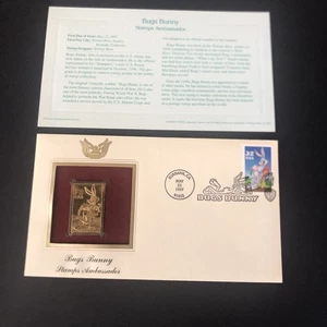 Bugs Bunny Stamps Ambassador First Day Issue 22kt Gold Foil - Warner Bros. - Picture 1 of 9