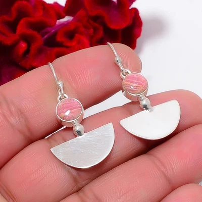 Brinco de prata esterlina 925 rodocrosita - Argentina 1,56" E95932 - Imagem 1 de 4