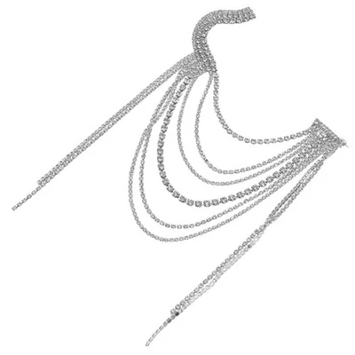  Fringed Blazer Multi-layered Rhinestone Pin Sparkly Wedding Brooch - Image 1 of 4