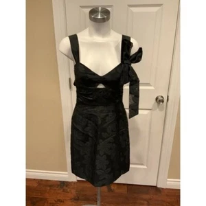 Milly Black Floral Camila Mini Dress W/ Bows & Open Back, Size 6 (US), NWT! $475 - Picture 1 of 8
