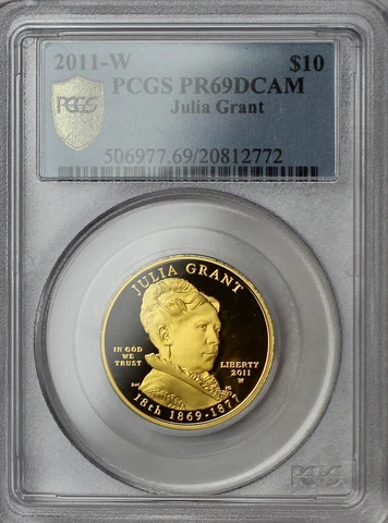 2011-W $10 Julia Grant First Spouse Gold Proof Coin PCGS PR69DCAM Cover