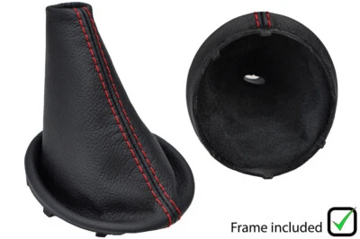 BOTA DE ENGRANAJE MANUAL DE CUERO PUNTADA ROJA + MARCO PARA SMART FORTWO 453 2014-2019 Foto 1 de 2