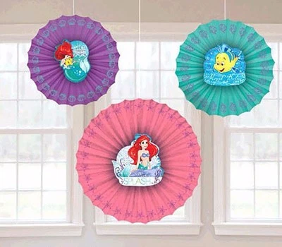 Little Mermaid ARIEL Paper Fan Hanging Decoration Birthday Party Supplies ~ 3 - Image 1 of 4