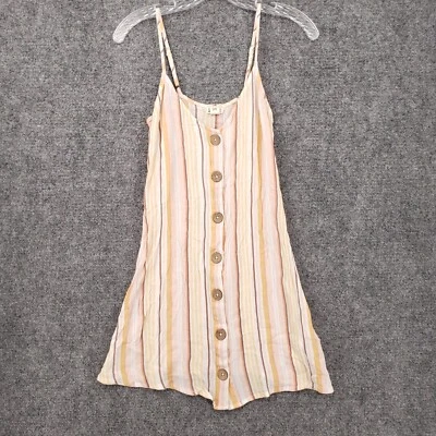 Vestido Billabong Mujer XS Beige Dulce Para Ya Mini Rayas Cuello en V Cami Línea A Foto 1 de 4