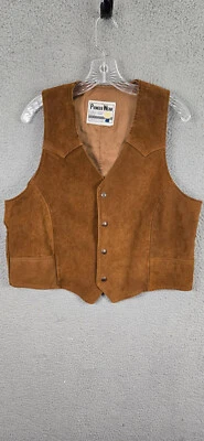Chaleco de cuero vintage Pioneer Wear para hombre 44 marrón vaquero occidental Nuevo México Foto 1 de 4