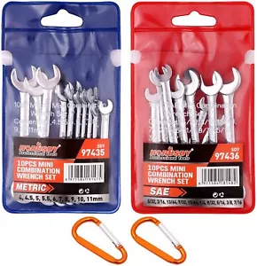 20Pc Mini Spanner Set Metric & SAE Small Wrenches Combination Storage Bag Stubby - Picture 1 of 9