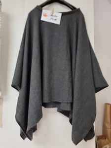 Damen Poncho Neu Dunkelgrau Wollmischung - Bild 1 von 1