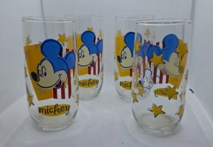 4 Vintage Mickey Mouse Anchor Hocking Drinking Glasses Stars Stripes - Picture 1 of 2