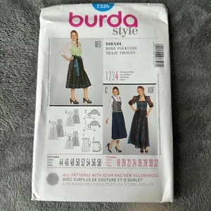 Burda Pattern 7326 Sz 18-32 German Fest Bavarian Folklore Oktoberfest Dress - Picture 1 of 7