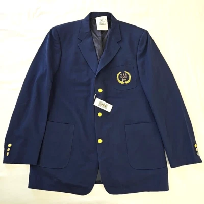 VTG NOS 2000 Olympics Team USA Navy Gold Button Blazer Bill Blass Men's 46 XL - Image 1 of 4