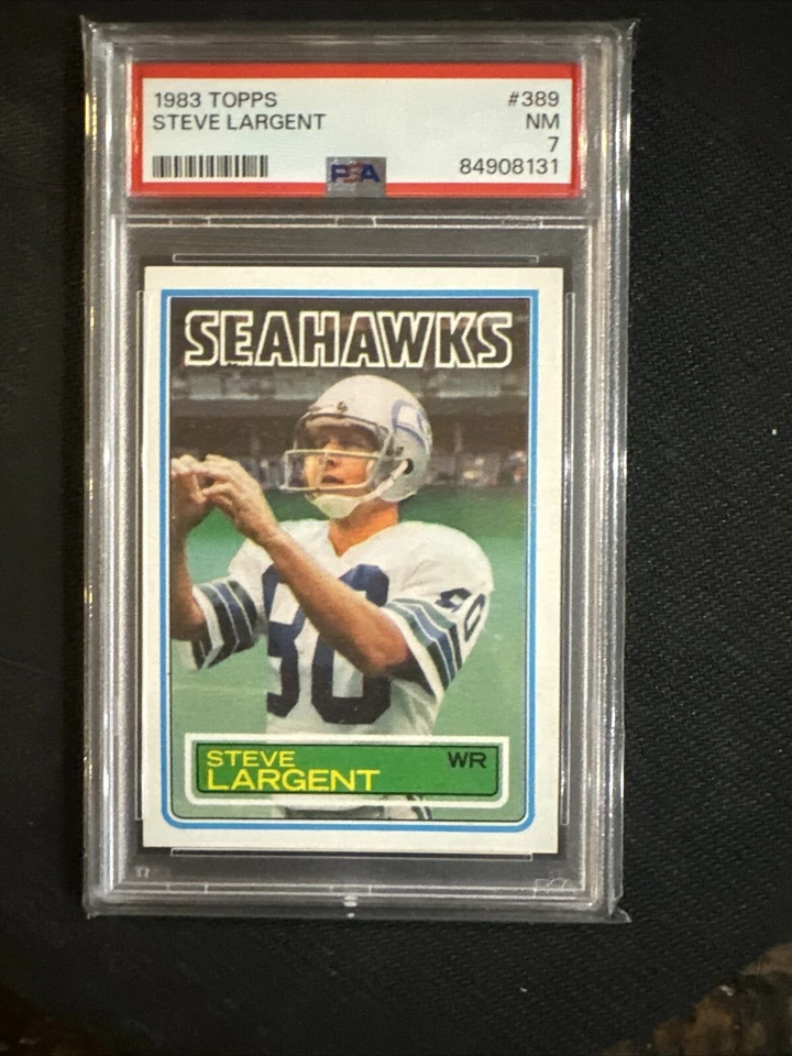 1983 Topps #389 Steve Largent (NFL HOF) PSA 7 NM-MT Seattle Seahawks - Image 1 of 2